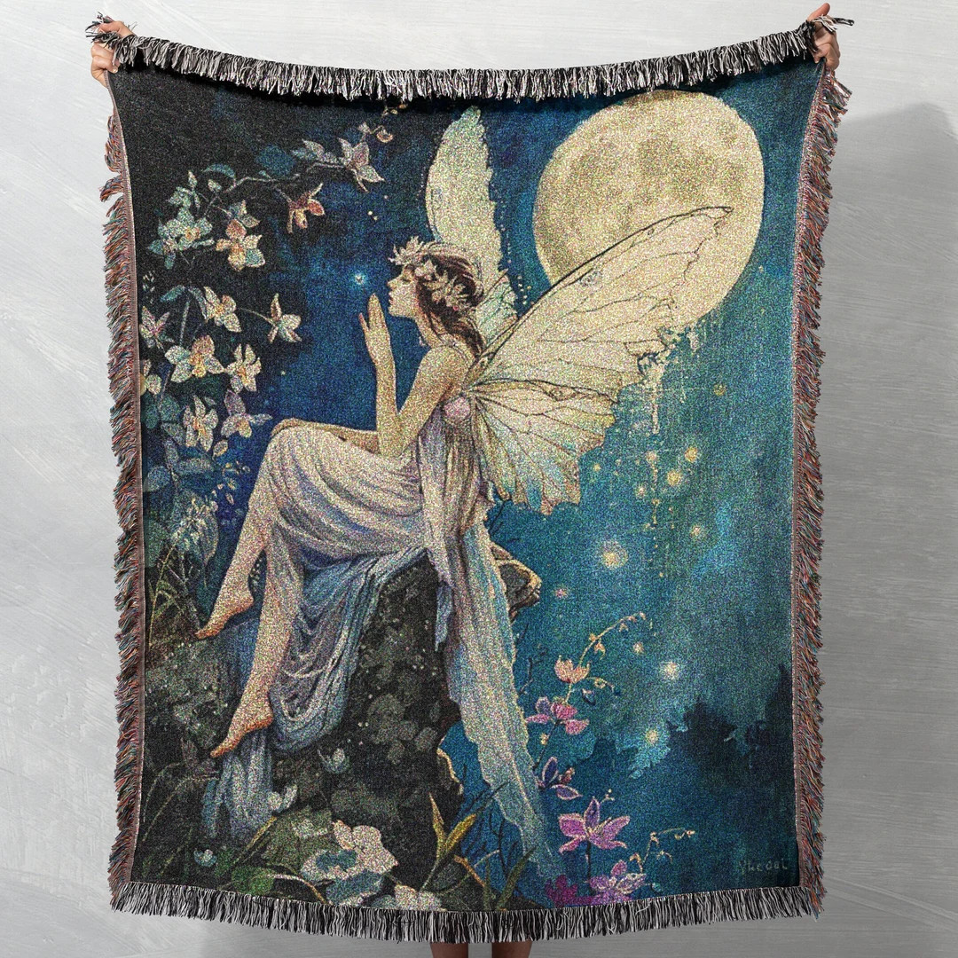 Fairy Throw Blanket Woven Fairytale Aesthetic Magical Decor Fairycore Celestial Wall Art Witchy C... | Etsy (US)