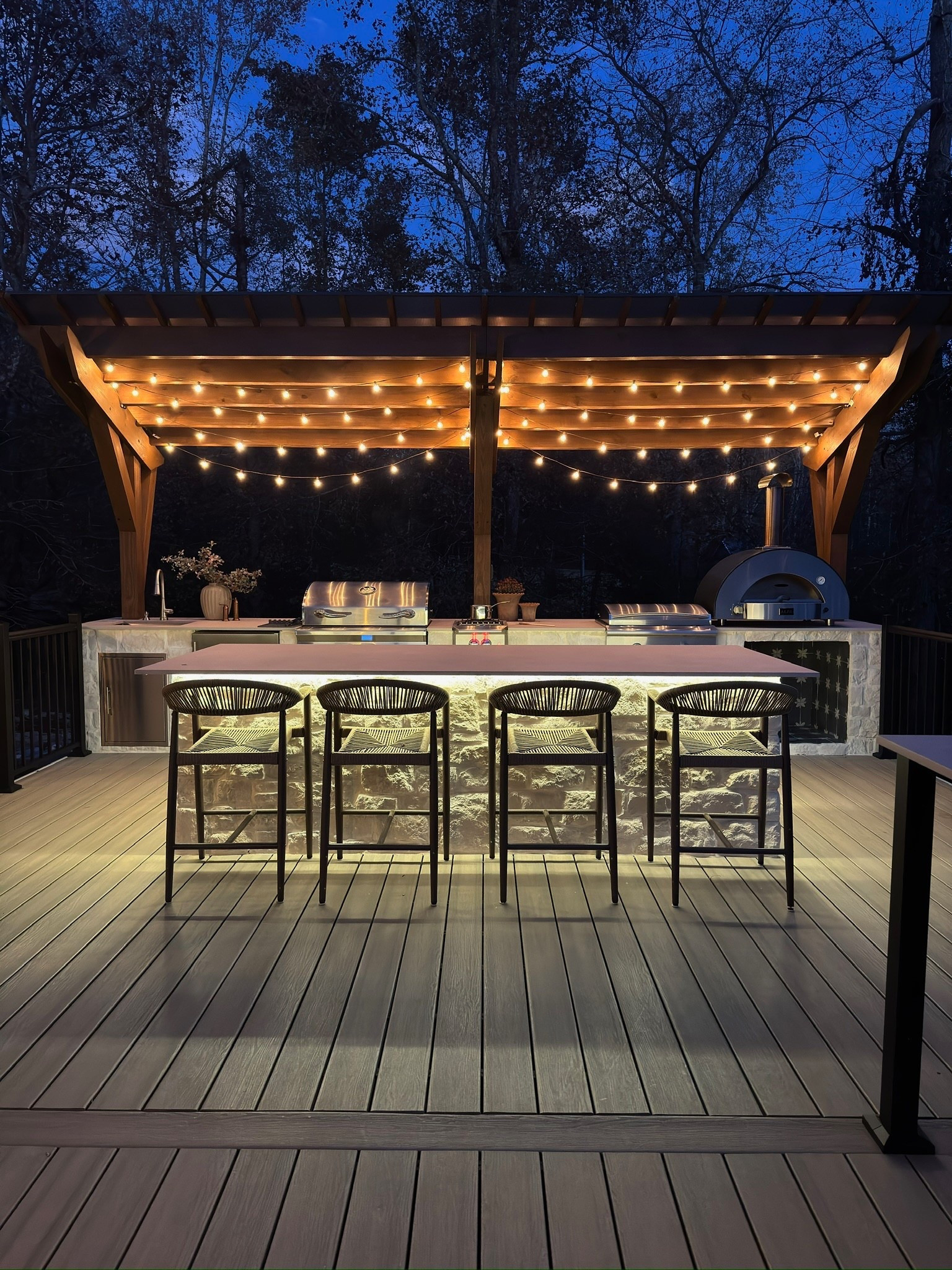 Our outdoor kitchen is officially ready for spring 🌿 The warm glow of the Better Homes & Gardens Bistro Lights automatically turns on at dusk and creates the prettiest ambiance for outdoor entertaining. Spring is right around the corner, which means it’s time to refresh your patio decor, style your outdoor kitchen, and start making memories all summer long  

#OutdoorKitchen #SpringPatio #PatioDecor #OutdoorEntertaining #BetterHomesAndGardens #BistroLights #OutdoorLighting #BackyardInspo #SummerNights #OutdoorLiving #PatioRefresh #LTKHome #WalmartHome #BackyardDecor #HostessStyle #amazon
