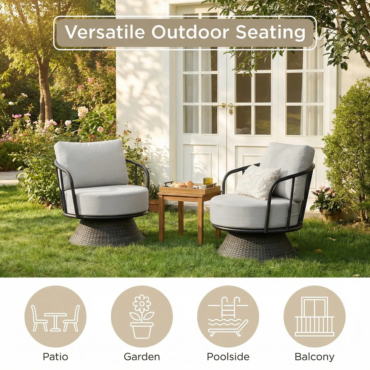 Outdoor Swivel Club Chair (Set of 2) | Wayfair North America