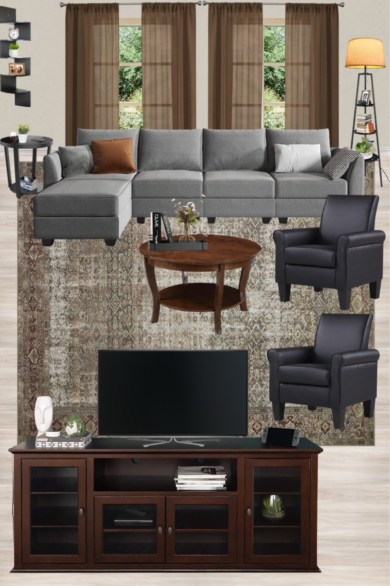 Moody brown and black mid century modern living room design idea!

#LTKHome