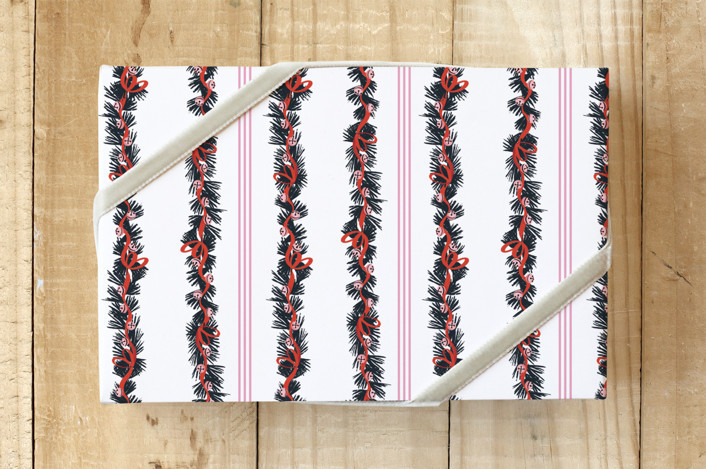 Jingle Bell Bow Stripe Wrapping Paper | Minted