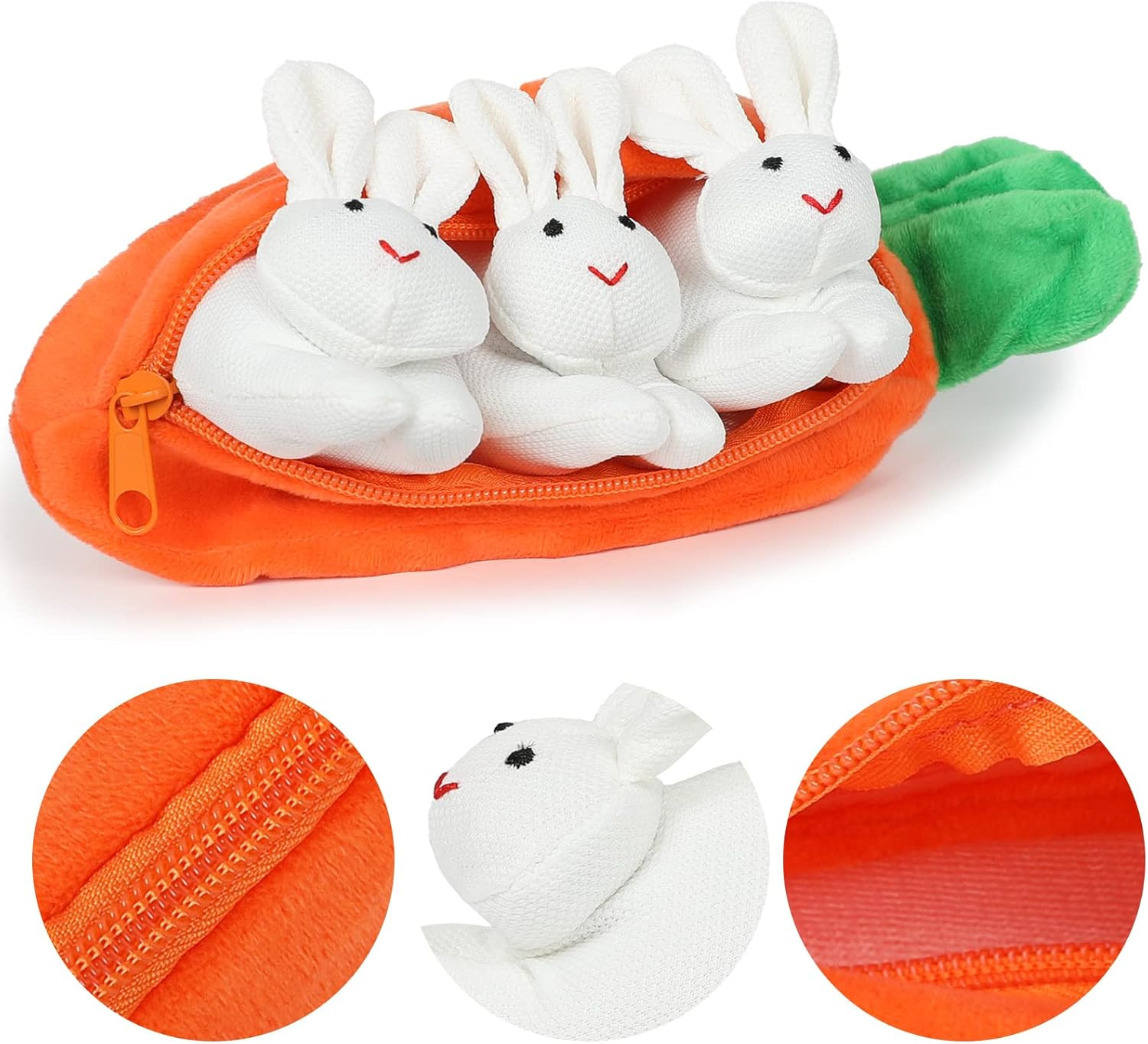 Hide-and-Seek Bunnies in Carrot Pouch, Three Bunnies in a Carrot Purse, Unzip The Rabbit Doll Toy... | Amazon (US)