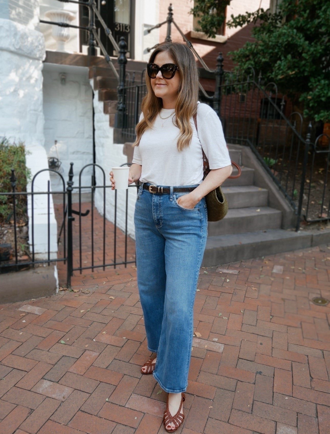 Summer outfit idea. I love these Sezane sandals with denim and classic white T-shirt for summer. 

#LTKSeasonal #LTKStyleTip #LTKWorkwear