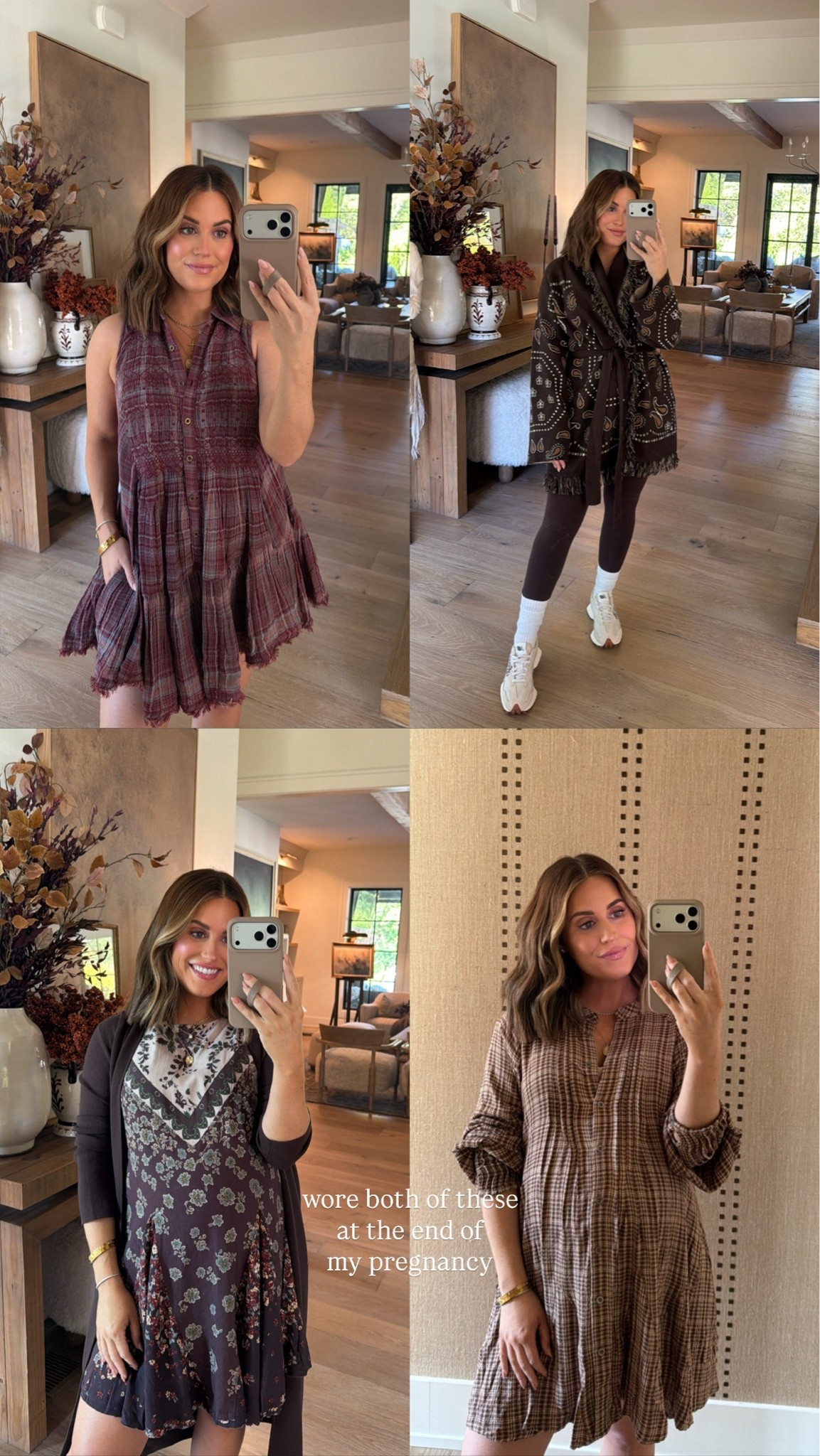 Recent outfit details featuring transitional outfits for fall! The last two outfits I also wore in the third trimester of my pregnancy since they were flowy & had lots of stretch- and now have been wearing postpartum as well. Wearing xs in all styles here!