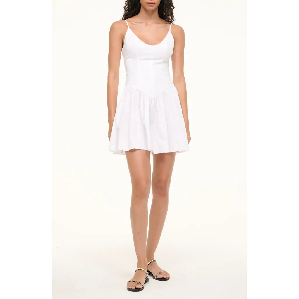 STAUD Dena Sleeveless Stretch Cotton Minidress in White at Nordstrom Rack, Size 0 | Nordstrom Rack