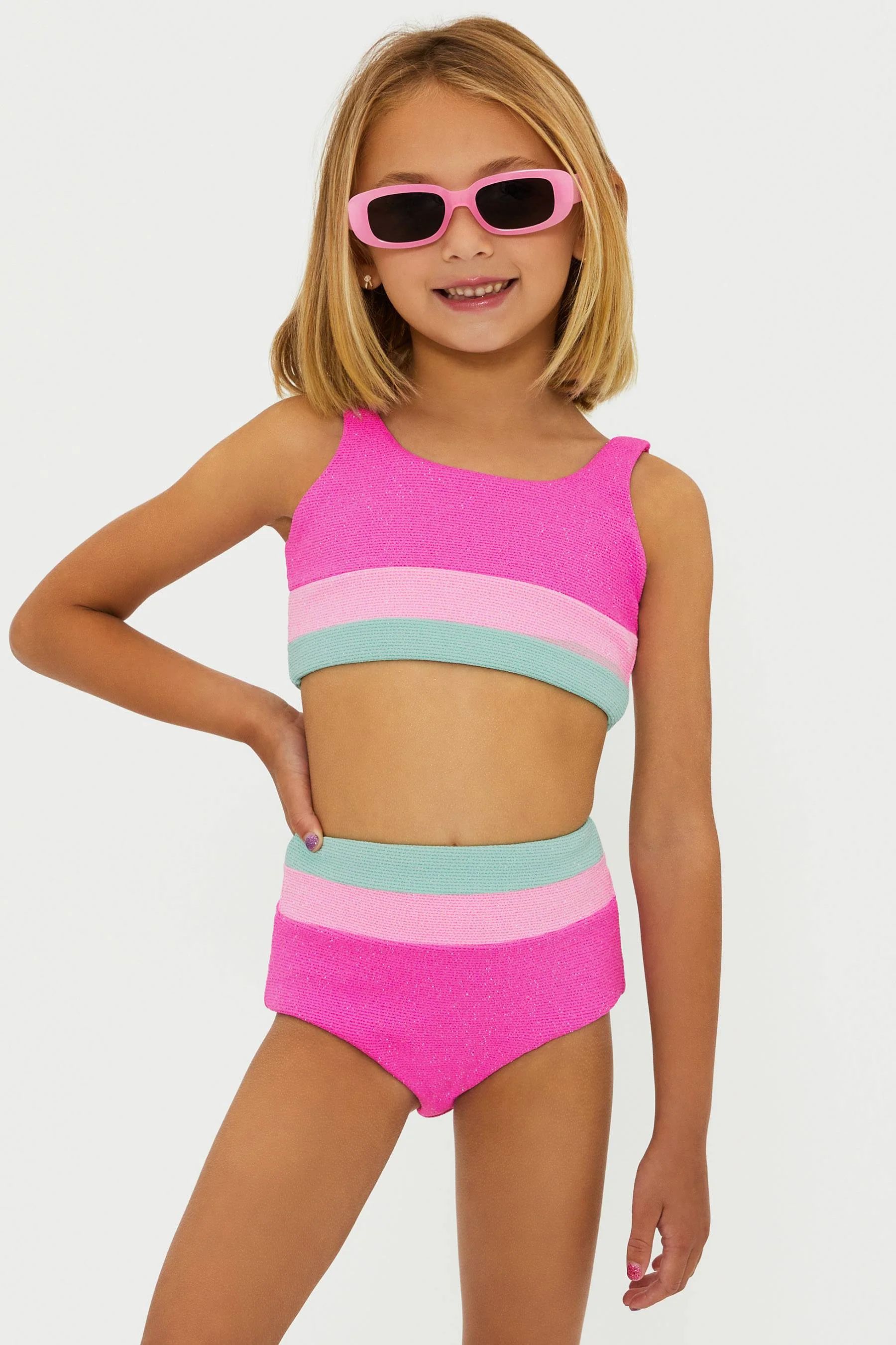 Little Mackenzie & Heidi Blossom Colorblock Scrunch | Girls Swimwear | Beach Riot | Beach Riot