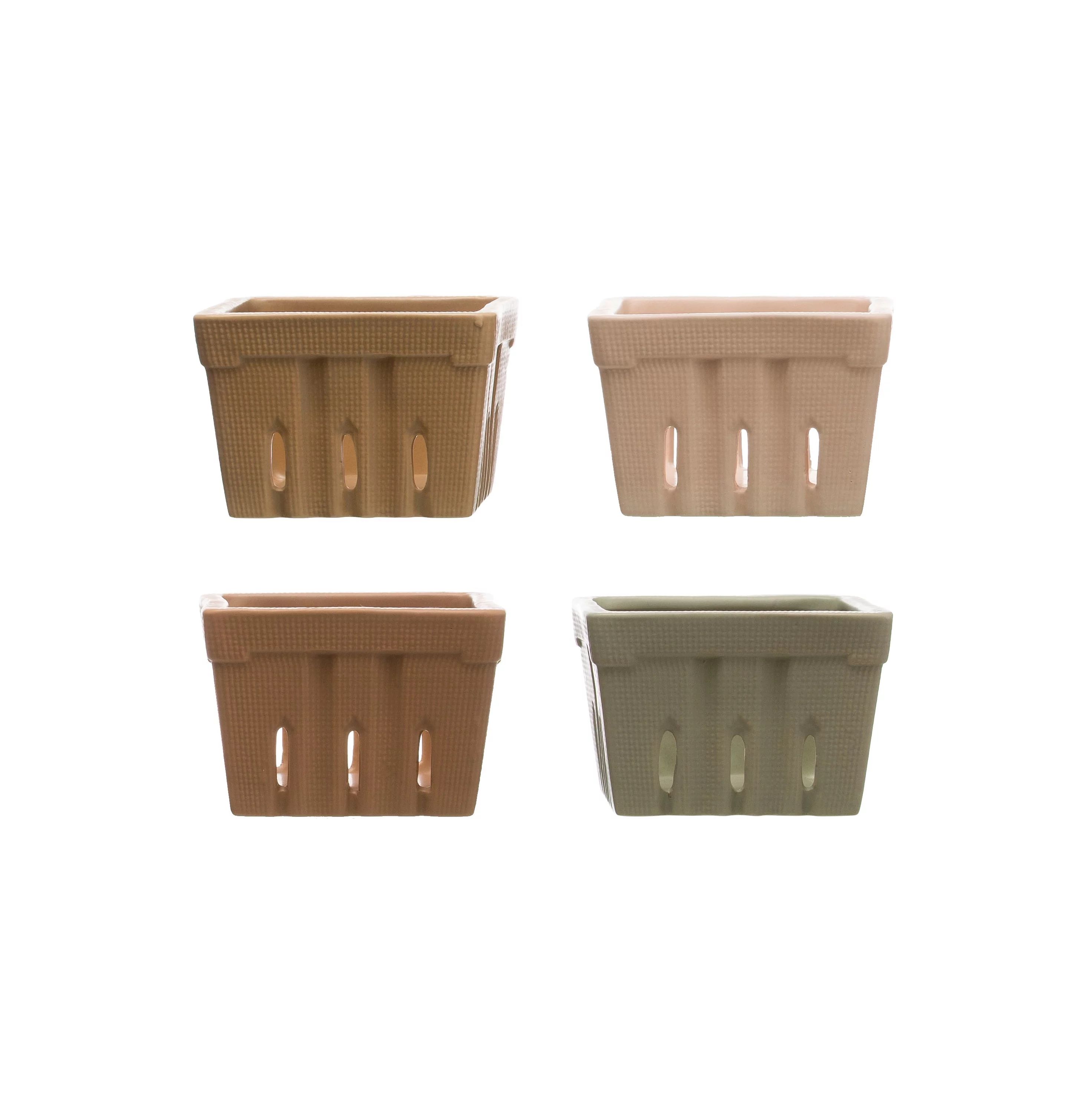 Creative Co-Op Square Stoneware Berry Baskets (Set of 4 Colors) - Walmart.com | Walmart (US)