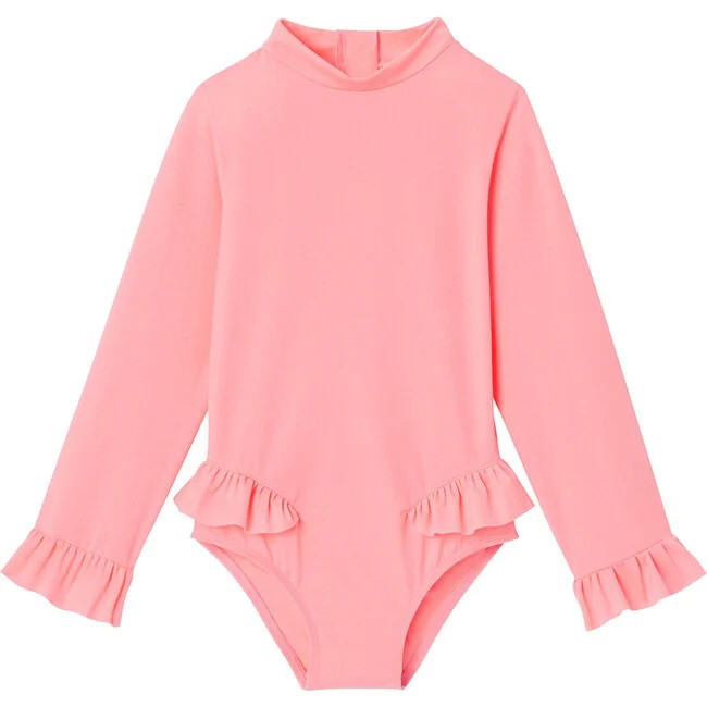 Lison Paris | Bora UPF50+ Long Sleeve Kids Swimsuit, Neon Pink (Multicolor, Size 6Y) | Maisonette | Maisonette