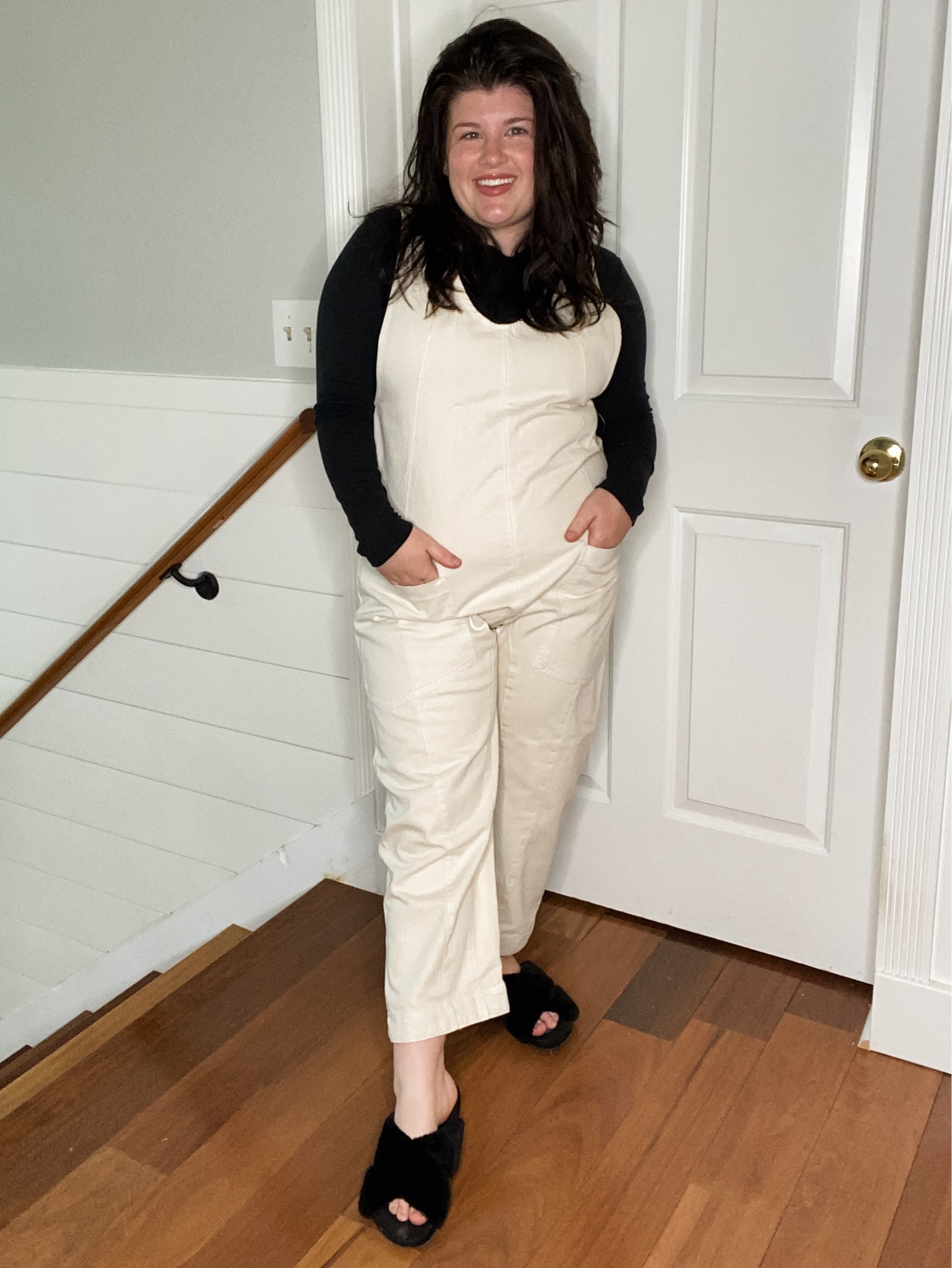 the cutest We The Free High Roller Jumpsuit in Wisp (white/ivory)

I’m 5’1 wearing the “short” version & it is TTS, DO NOT size down like I did! 

Paired with a black turtleneck & black birdies “the robin” faux slipper slides

#LTKmidsize #LTKfindsunder100