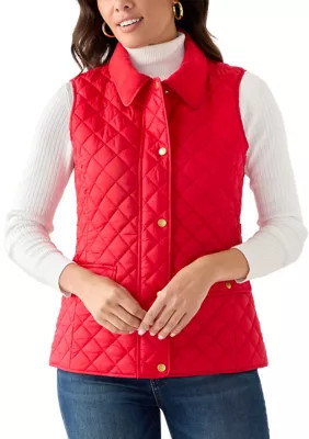 Crown & Ivy Women's Puffer Vest, Red, Medium | Belk