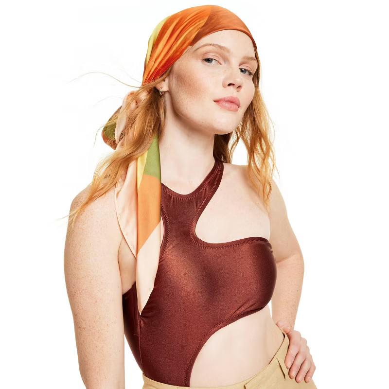 Women's Mixed Paint Print Hair Scarf - Fe Noel x Target Orange/Brown/Peach | Target