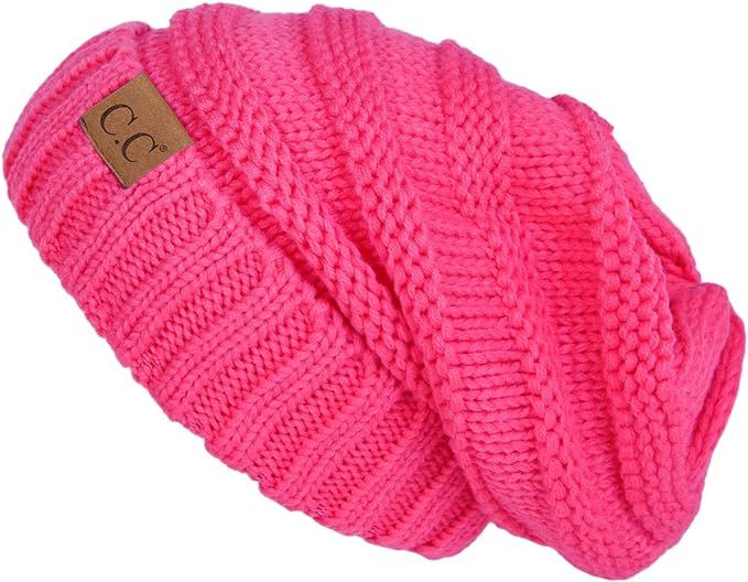 FunkyJunque Trendy Warm Oversized Chunky Soft Oversized Cable Knit Slouchy Beanie | Amazon (US)