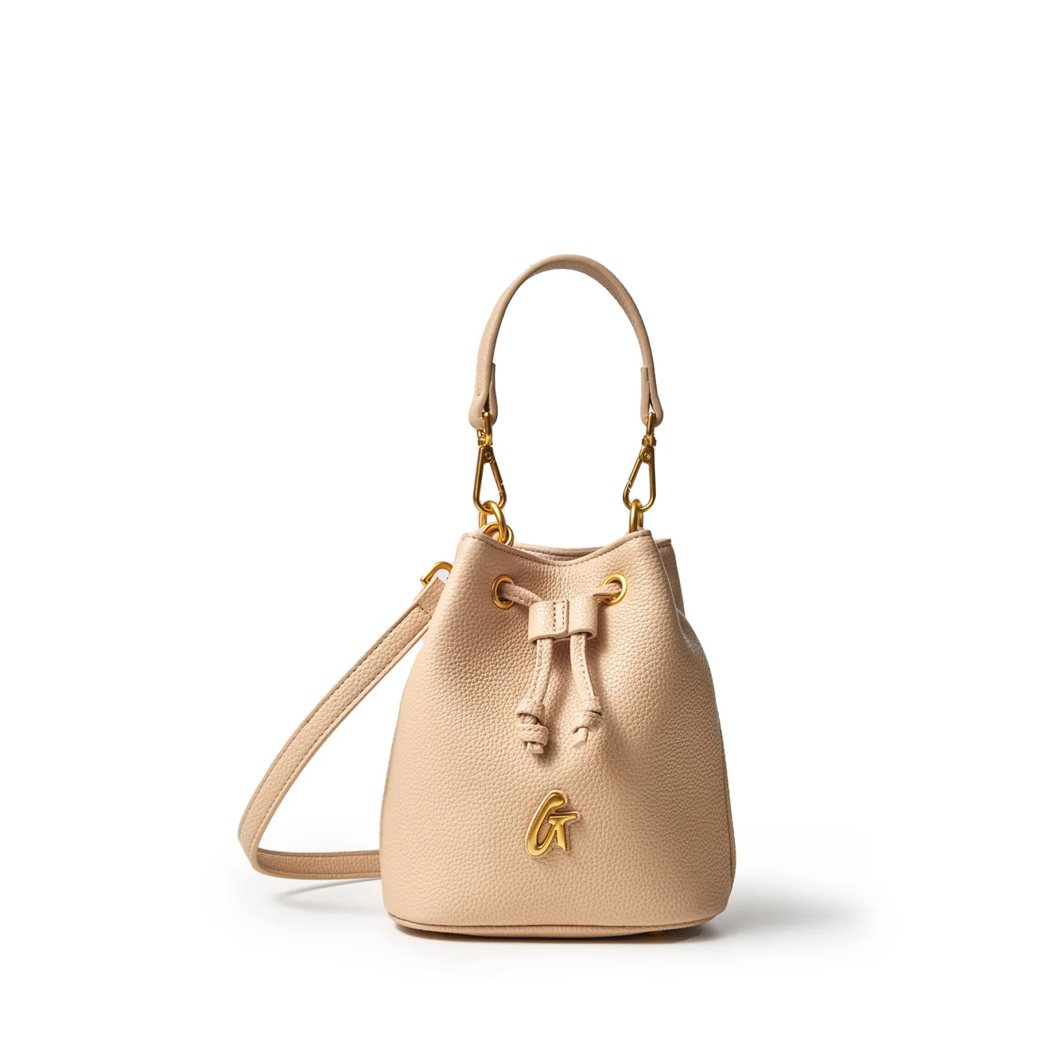 MINI PEBBLE BUCKET BAG - NUDE | Glam-Aholic Lifestyle
