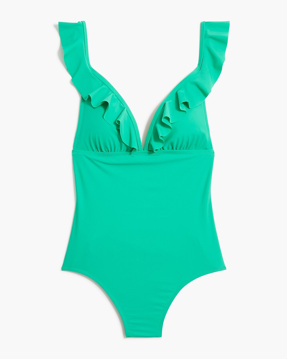 Ruffle-shoulder V-neck one-piece swimsuit | J.Crew Factory
