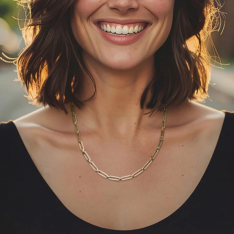 Italian 14kt Yellow Gold Alternating Paper Clip Link Necklace. 20" | Ross-Simons