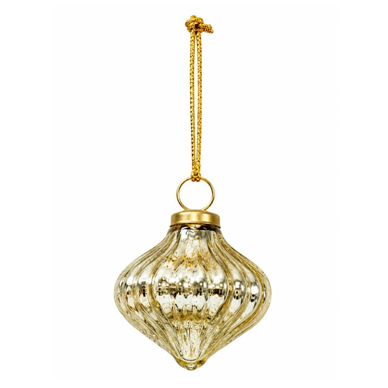 Gold Metallic Onion Ornament, 2.5", Glass, sold by At Home | At Home