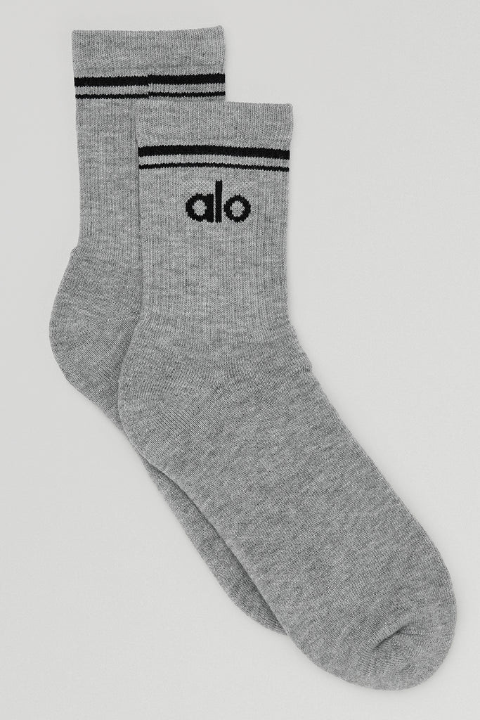 Unisex Half-Crew Throwback Sock - Athletic Heather Grey/Black | Alo Yoga (US)