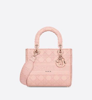 Medium Lady D-Lite Bag Rosewood Cannage Embroidery | DIOR | Dior Couture