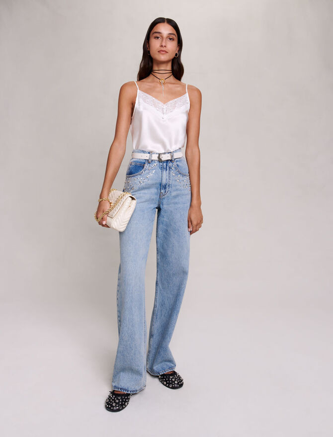 Straight-leg jeans with rhinestones | Maje EU