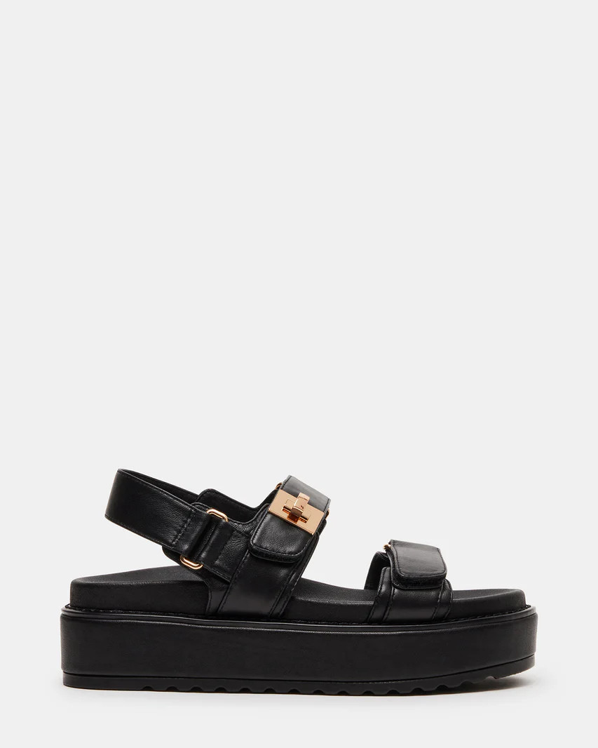 BIGMONA Black Leather Platform Sandal | Women's Sandals | Steve Madden (US)