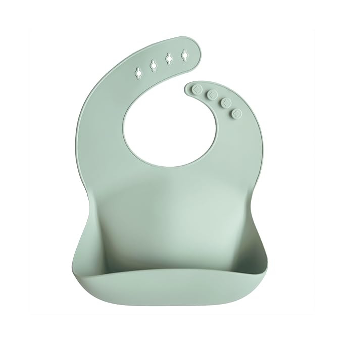 mushie Silicone Baby Bib | Adjustable Fit Waterproof Bibs (Cambridge Blue) | Amazon (US)