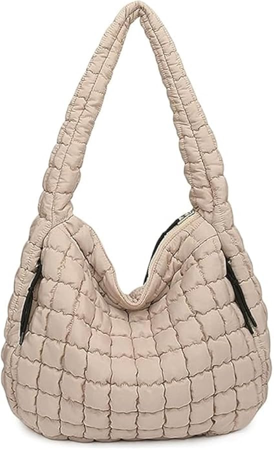 Quilted Puffer Hobo Bag, Large Nylon Crossbody Shoulder Tote, Lightweight Puffy Handbag with Zipp... | Amazon (US)