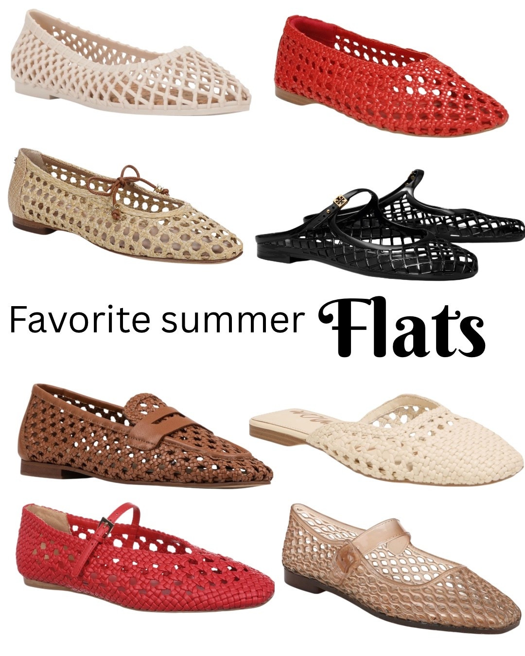ALL my go to favorite summer flats! I am a neutral kinda gal but LOVE a cute red shoe. Adds the perfect pop of color to an outfit. ❤️ #shoes #flats #fashion