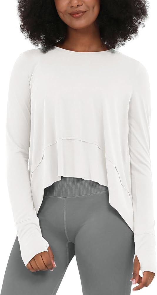 ODODOS Long Sleeve Tee Crop Tops Yoga Shirts | Amazon (US)