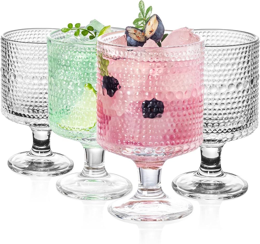 Hobnail Iced Beverage Goblets, Goblets Glasses set of 4, Vintage 8oz Glassware, Drinking Cup, Hob... | Amazon (US)