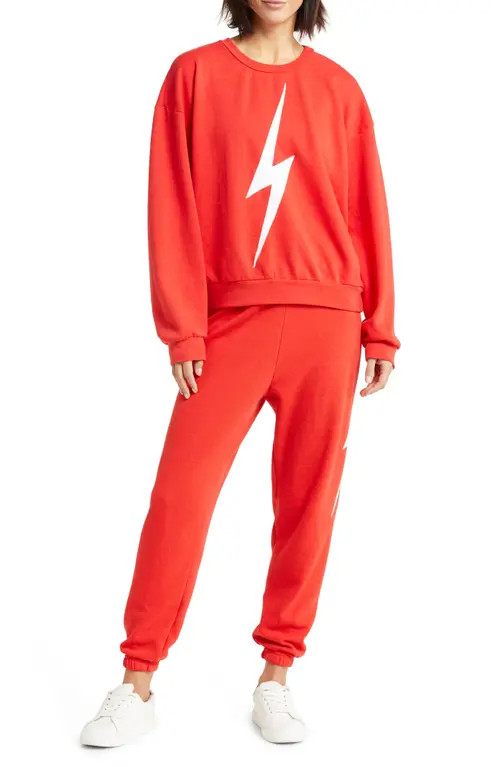 Aviator Nation Bolt Stitch Sweatshirt in Red/White at Nordstrom, Size X-Large | Nordstrom