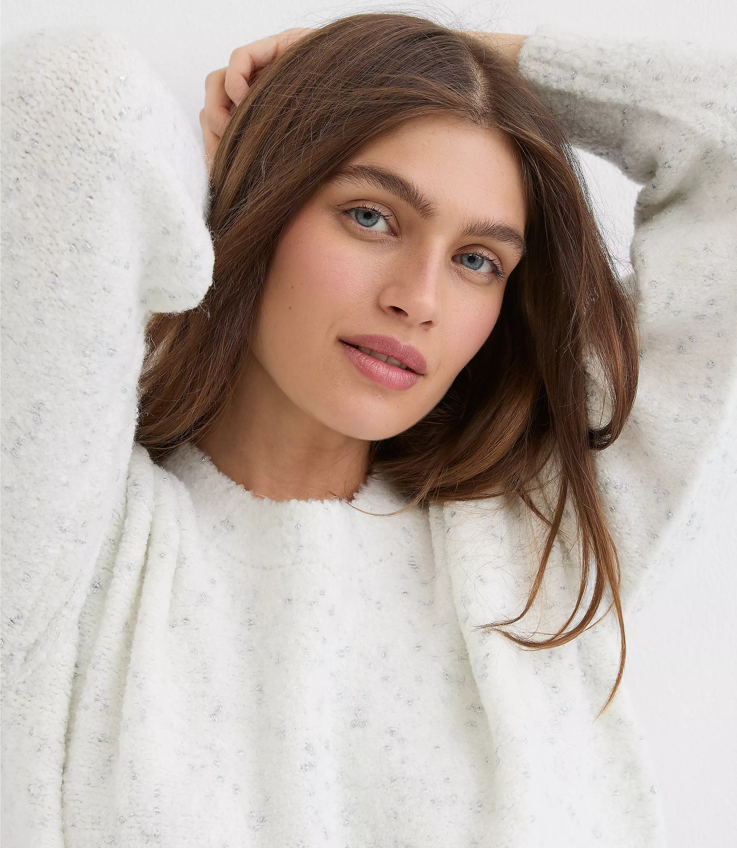 Shimmer Boucle Relaxed Sweater | LOFT