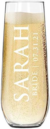 The Wedding Party Store Custom Etched Stemless Champagne Flutes - Personalized Monogrammed Bridesmai | Amazon (US)