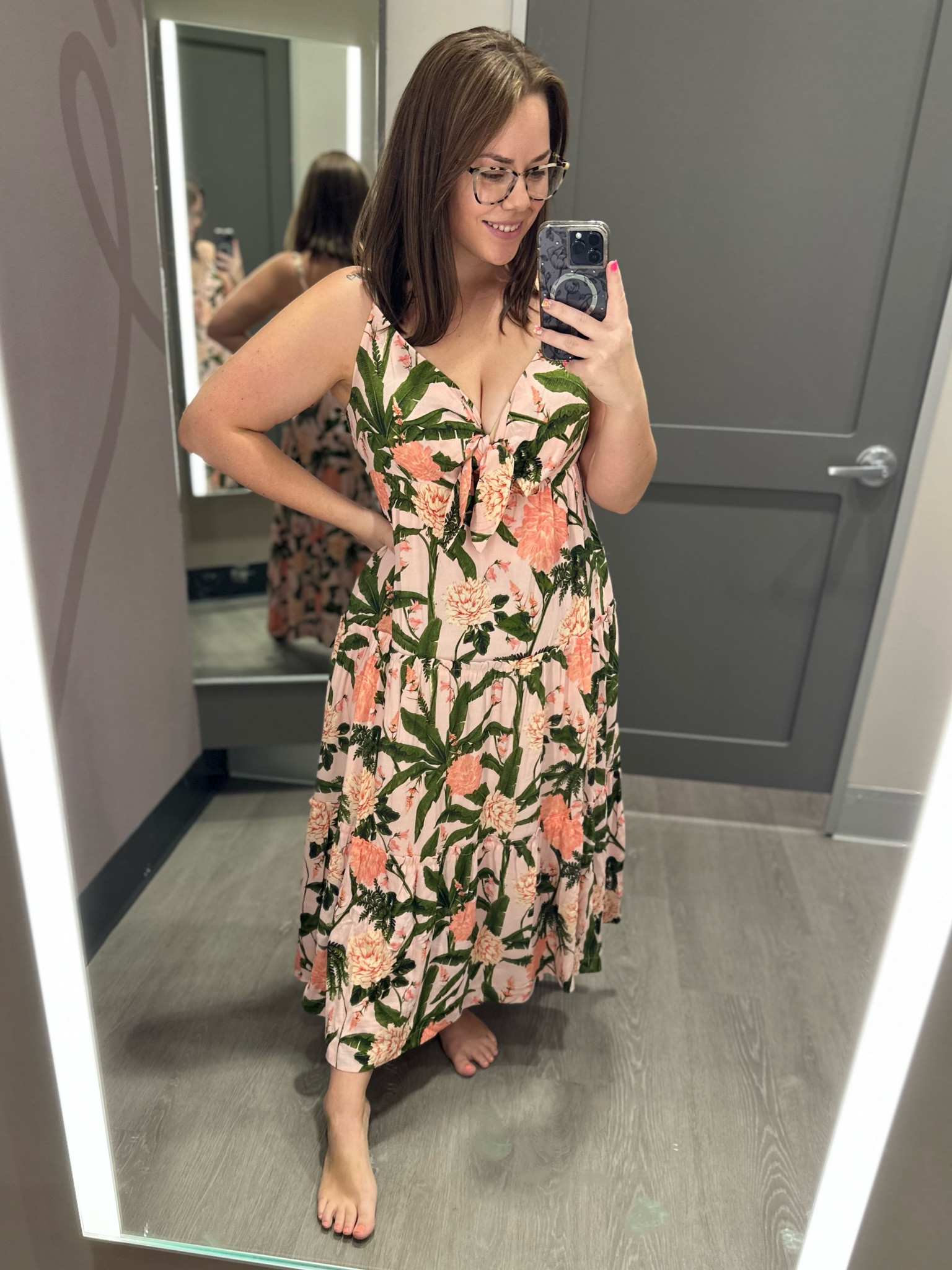 Women’s peony botanical print tie-front midi dress- Agua Bendita x Target blush/dark olive Large 

wedding guest
Mother’s Day 
cocktail dress
Country concert
Maternity 

#LTKSeasonal #LTKFind #LTKcurves