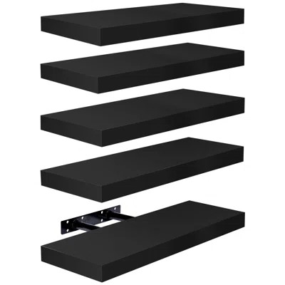 Sorbus Floating Shelves, Wall Mounted for Home Decor, 16.25 in. W x 5.5 in. D MDF Wood Decorative Wall Shelf (Set of 5) | Wayfair North America