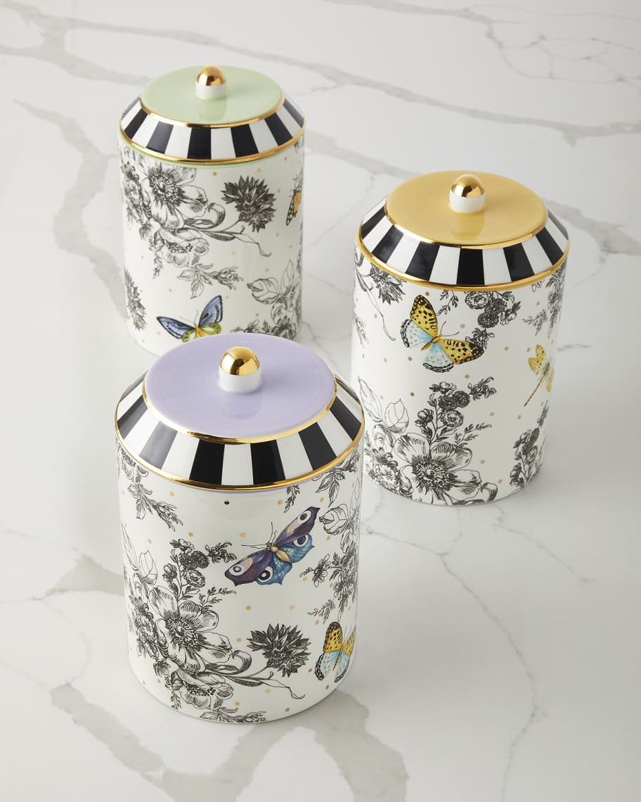 MacKenzie-Childs Butterfly Toile Canisters, Set of 3 | Neiman Marcus