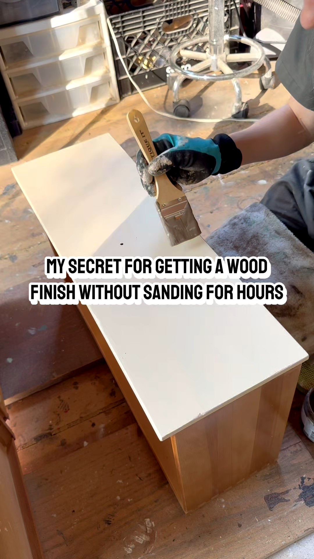 One of my favorite products to work with!

I brushed on the liquid wood, then did the same with the stain, and pulled the graining tool across while wet. Super easy, superrrr satisfying, and the end result looks like real wood!!

@retiqueliquidwood 
Using light wood primer, “Barn Wood” stain, and graining tool set