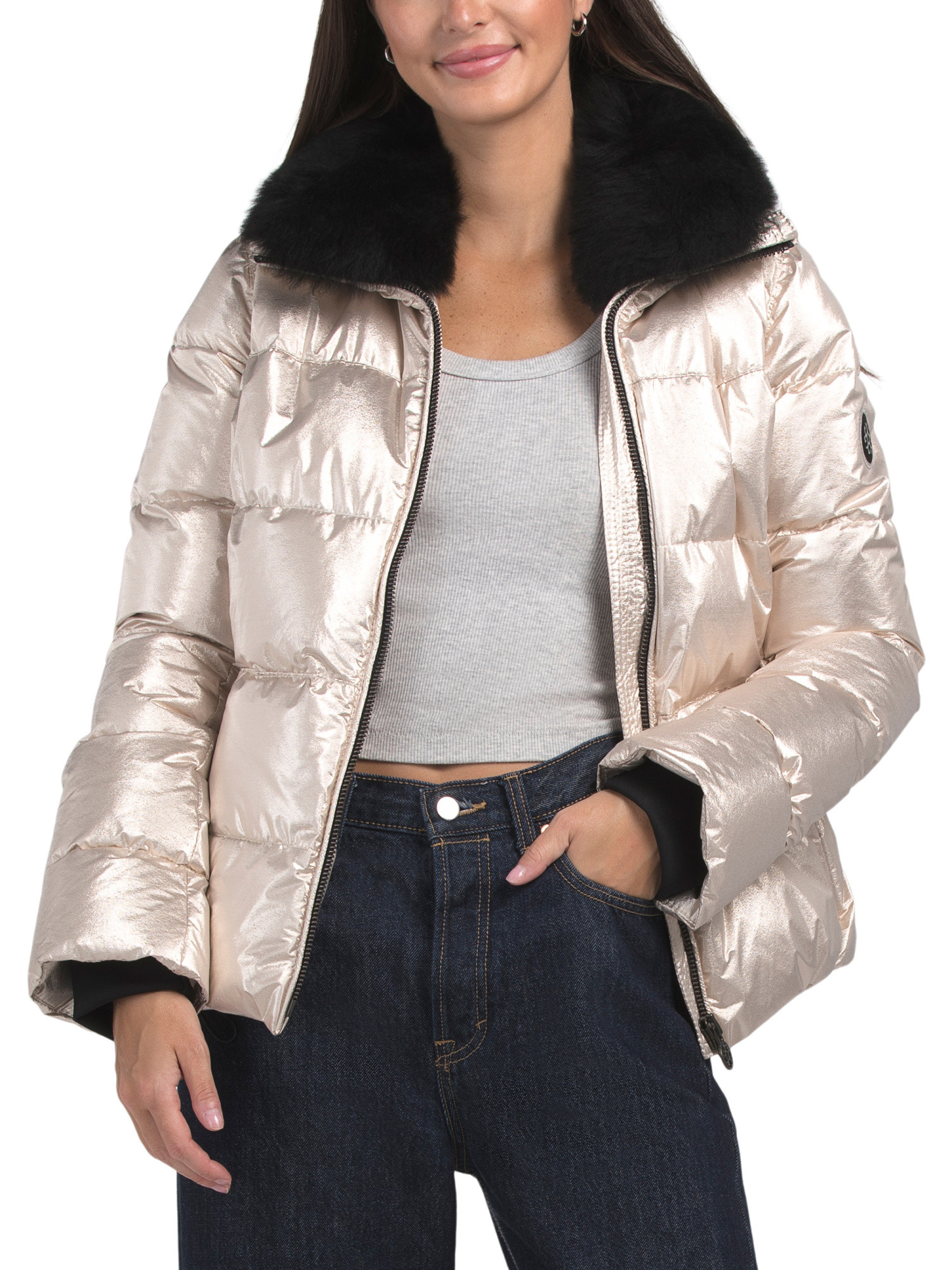 Made In Italy Apres Ski Jacket With Detachable Shearling Collar | TJ Maxx