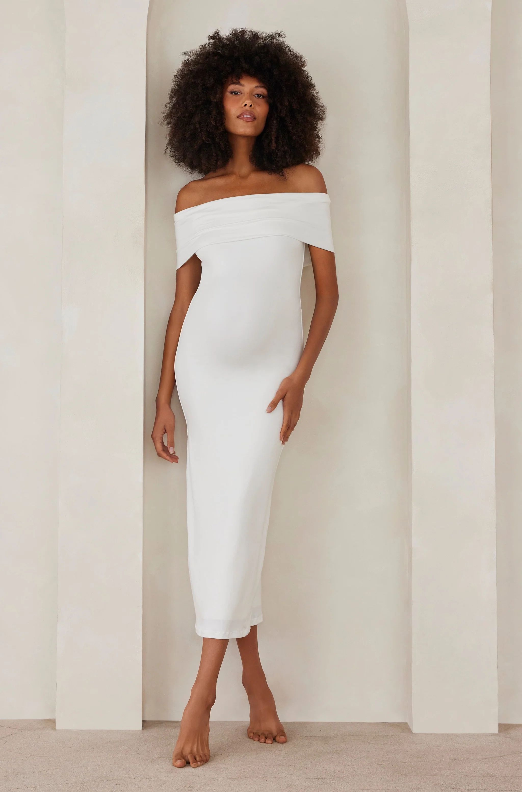 The Bianca Dress | Shop Off-The-Shoulder Maternity Dress | BUMPSUIT | BUMPSUIT