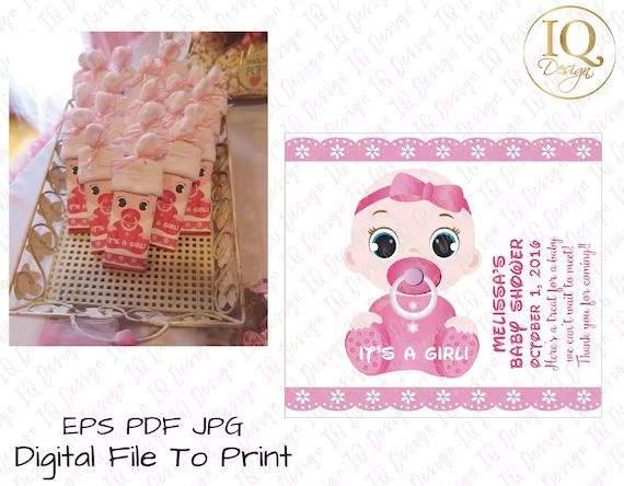 It's a Girl!! Large Chocolate Wrapper- BABY SHOWER -Digital File eps/ pdf / jpeg to print (EDITAB... | Etsy (US)