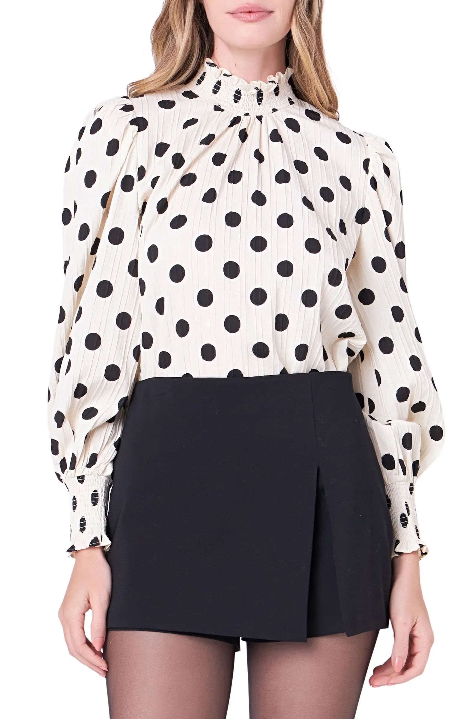 Polka Dot Balloon Sleeve Top | Nordstrom