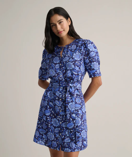 Linen Blend Floral Lena Shirt Dress | UNTUCKit (US)