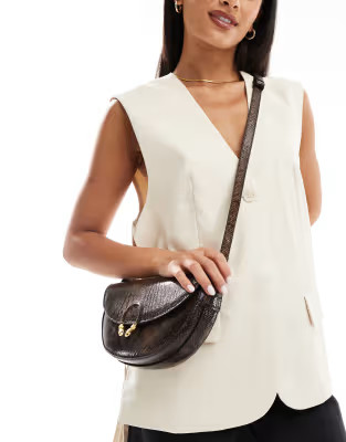 ASOS DESIGN shoulder and crossbody bag with snake hardware closure in snake | ASOS (Global)