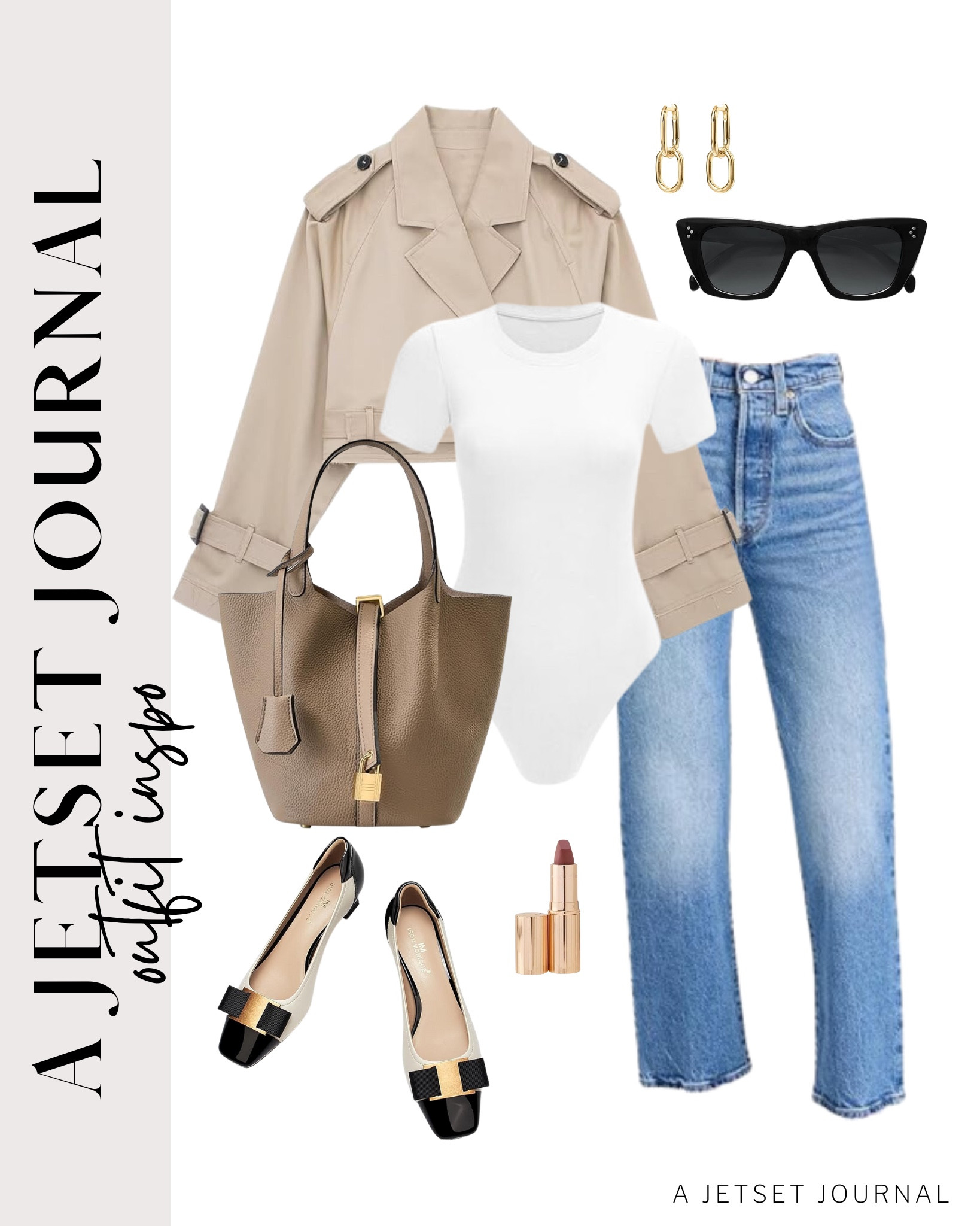 Adding a cropped trench coat and accessories to a basic bodysuit and jeans is a great way to elevate the look!

summer to fall, transitional pieces, outfit idea, transitional style, outfit inspo, ways to style, casual outfit, on the go look

#LTKStyleTip #LTKU #LTKSeasonal