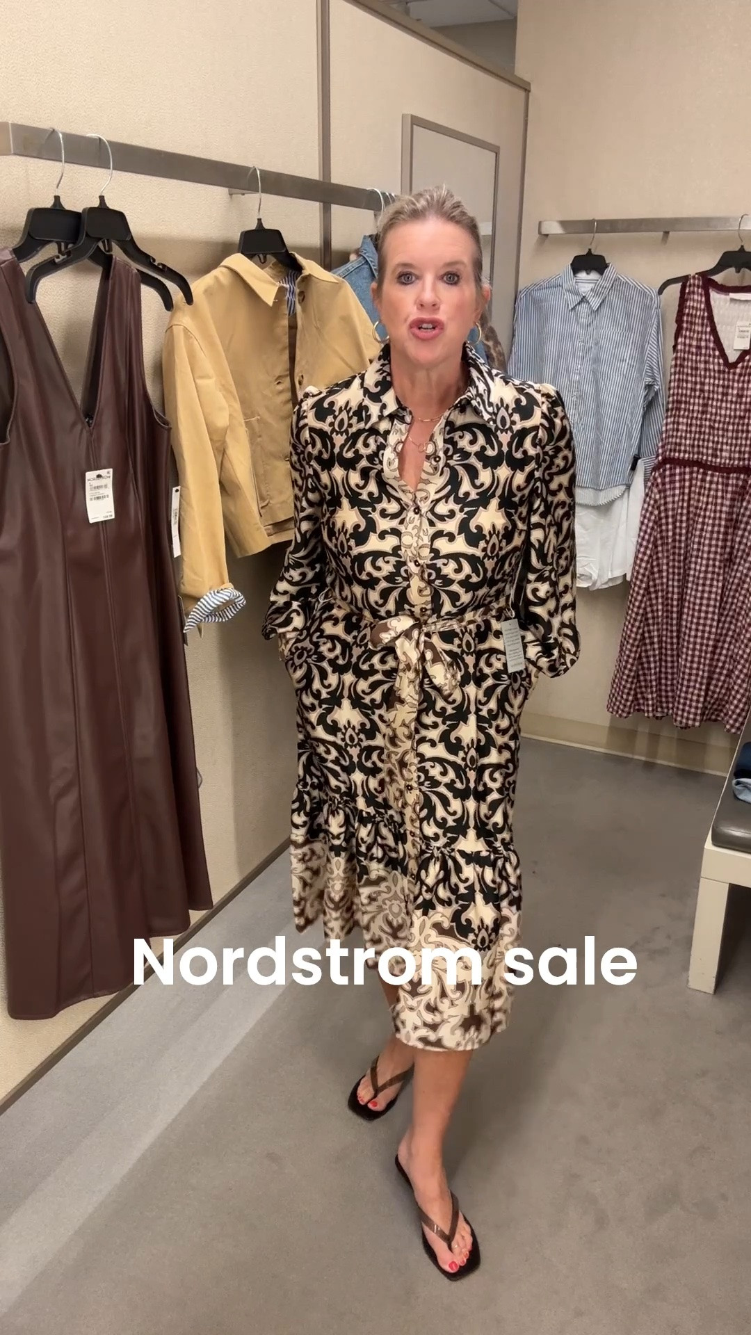 Nordstrom Sale 💛
Julia Jordan 
Under $90 dress

Printed tied waist midi shirt dress, that is so flattering 

My sandals are jelly thong kitten heels under $30

#LTKgrwm #LTKOver40 #LTKSaleAlert