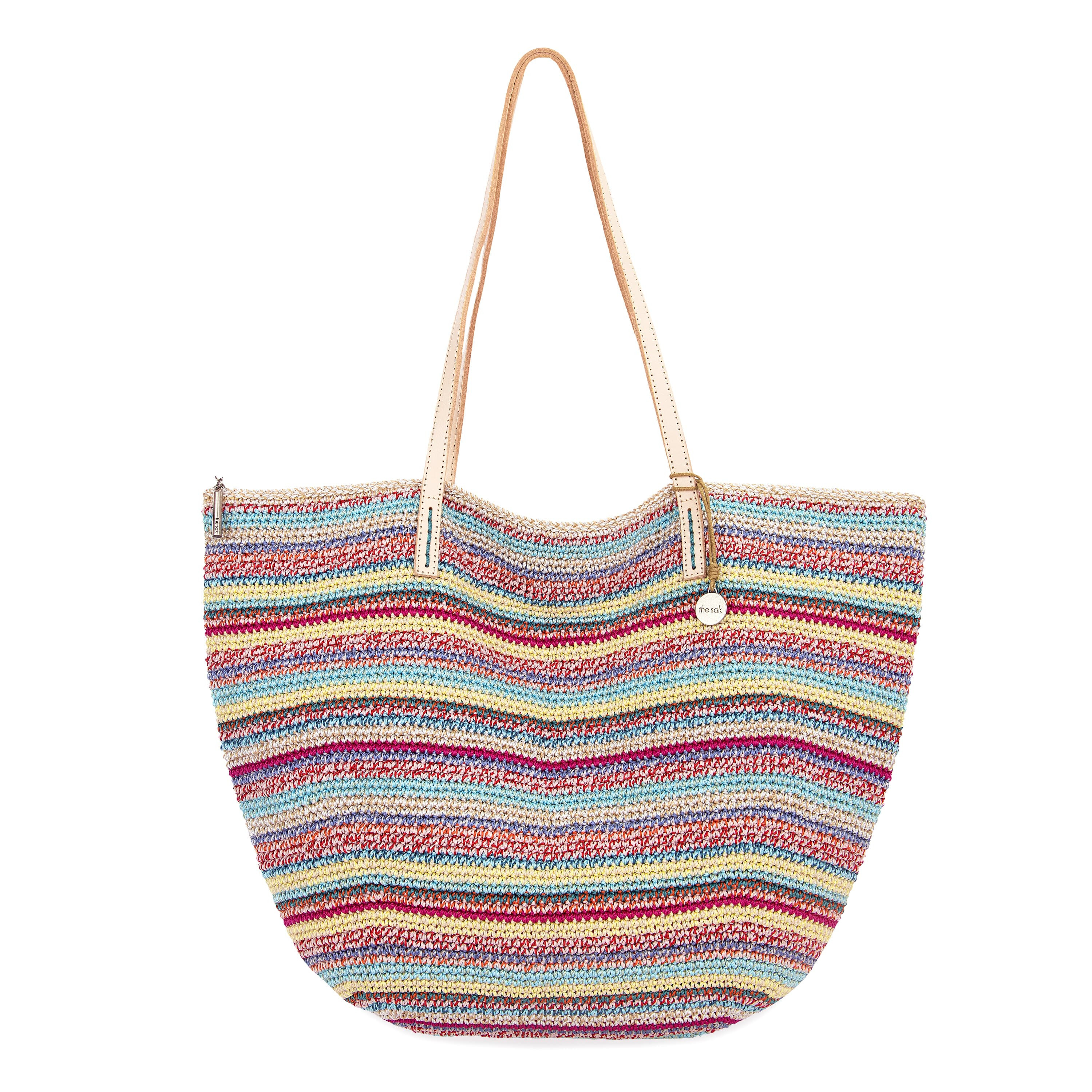 Faye Large Tote | Oversized Crochet Tote with Leather Straps | The Sak