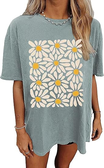 Womens Oversized Tshirt Flower Graphic Tees Nashville Music Short Sleeve Shirts Summer Casual Loo... | Amazon (US)