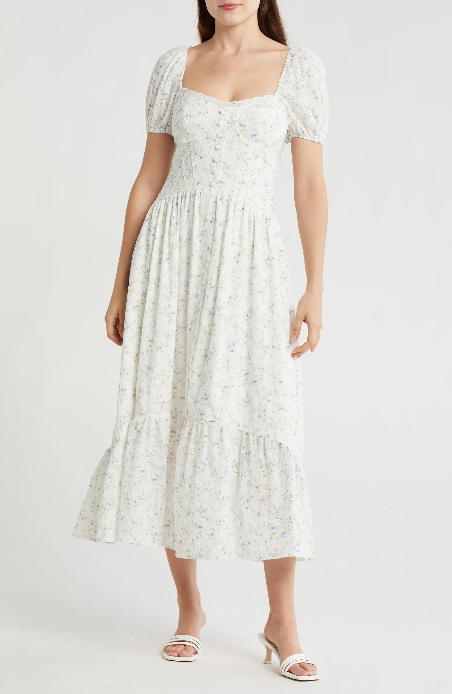 Blu Pepper Floral Sweetheart Short Sleeve A-Line Maxi Dress | Nordstromrack | Nordstrom Rack