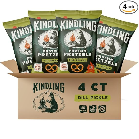 Kindling Protein Pretzels - Dill Pickle | Protein-Packed Snack | Kosher | 8 - 9g Protein Per Serv... | Amazon (US)