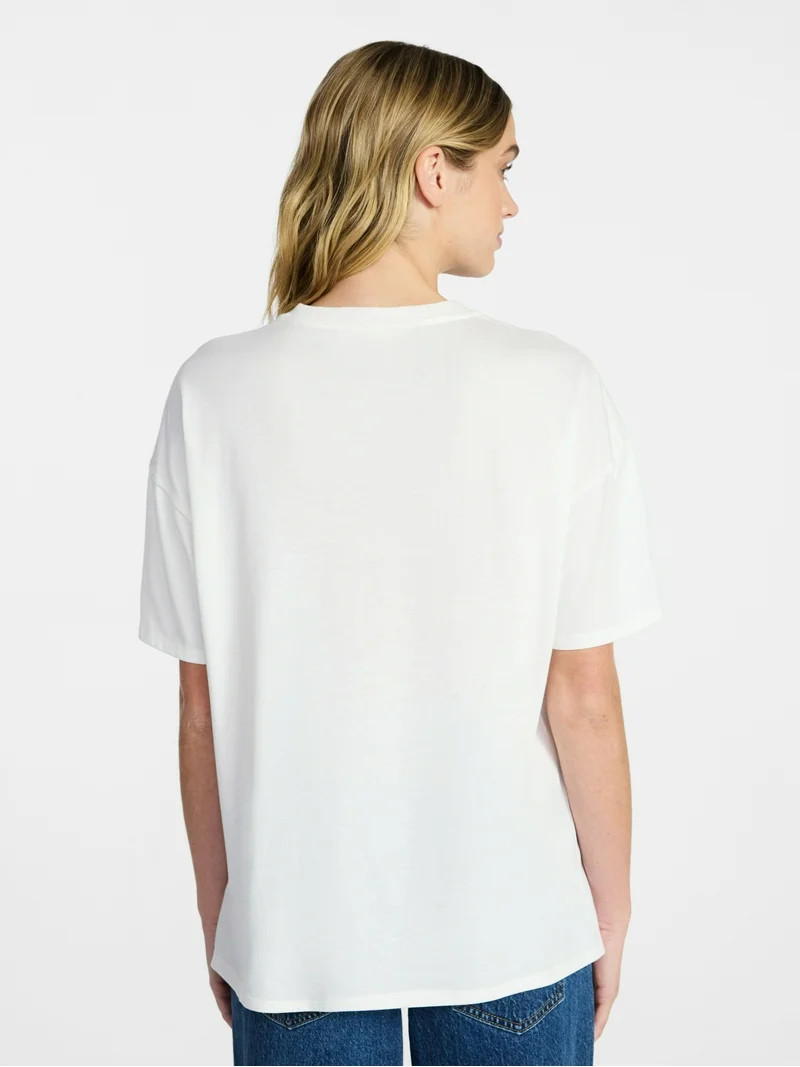 No Boundaries Washed Graphic Boyfriend Tee, Women's XXS-XXL | Walmart (US)