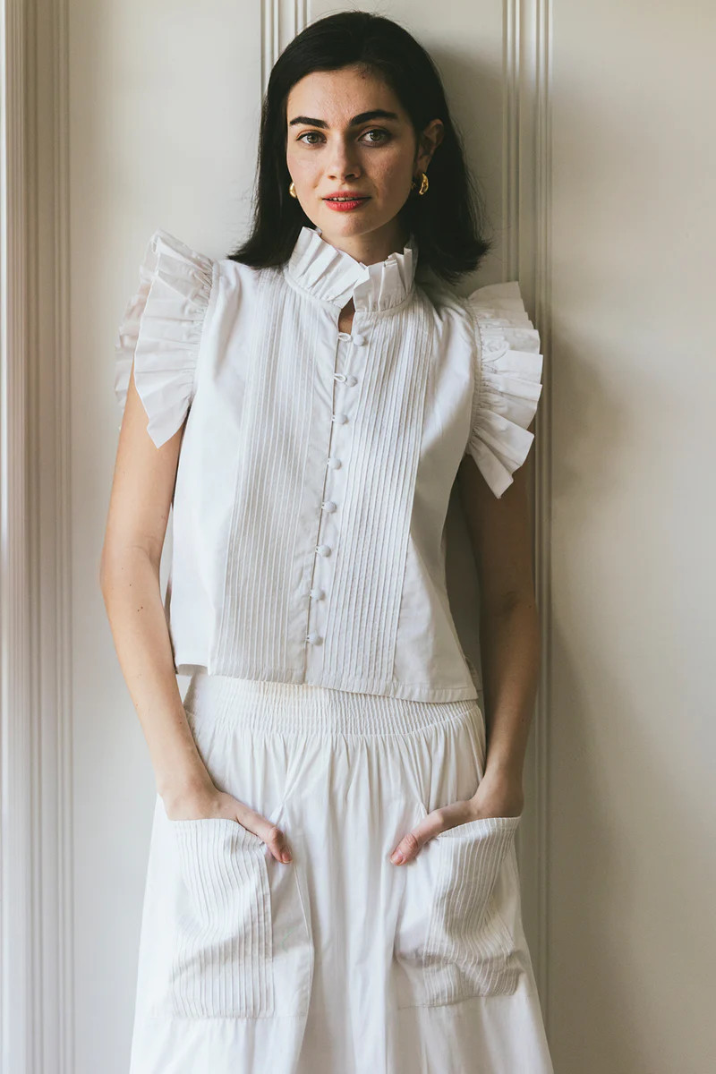 Fairfield Top | White Poplin | SUE SARTOR
